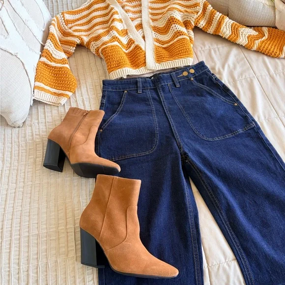 💙NEW Astro Bettie💙 1940s style Women's Dark Blue Denim Jeans - Picture 10 of 11